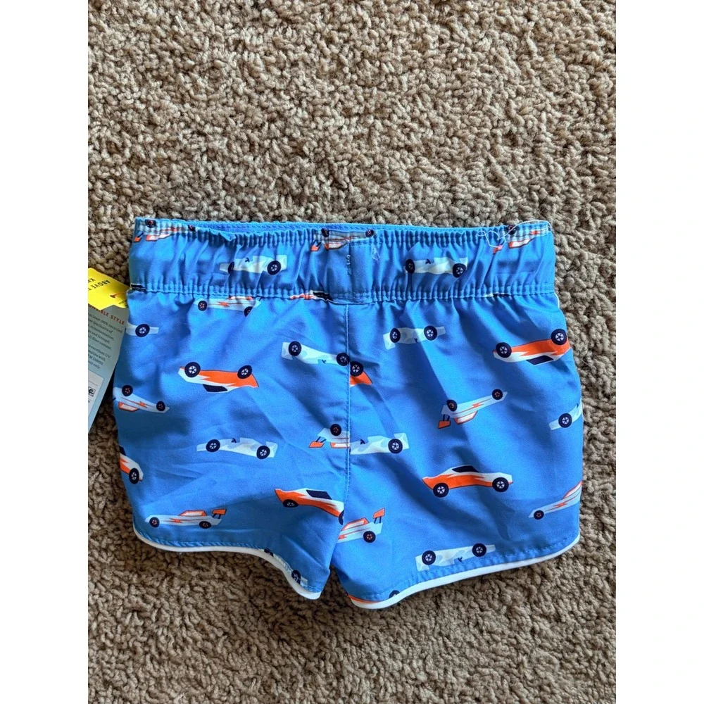 Cat & Jack Blue Racecar Mesh Lined Swim Trunks Shorts Baby Boy 12M NEW NWT - Picture 4 of 8
